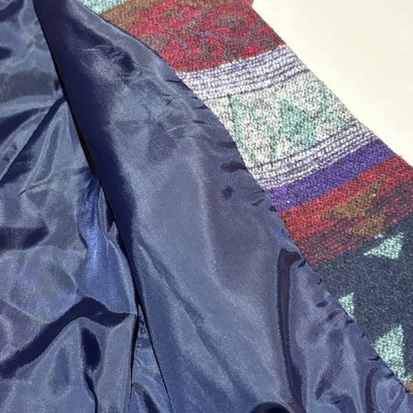 VTG Aztec Southwestern Women's Blanket Jacket Sz 2X Julia Klein Cotton Lined - Picture 8 of 13